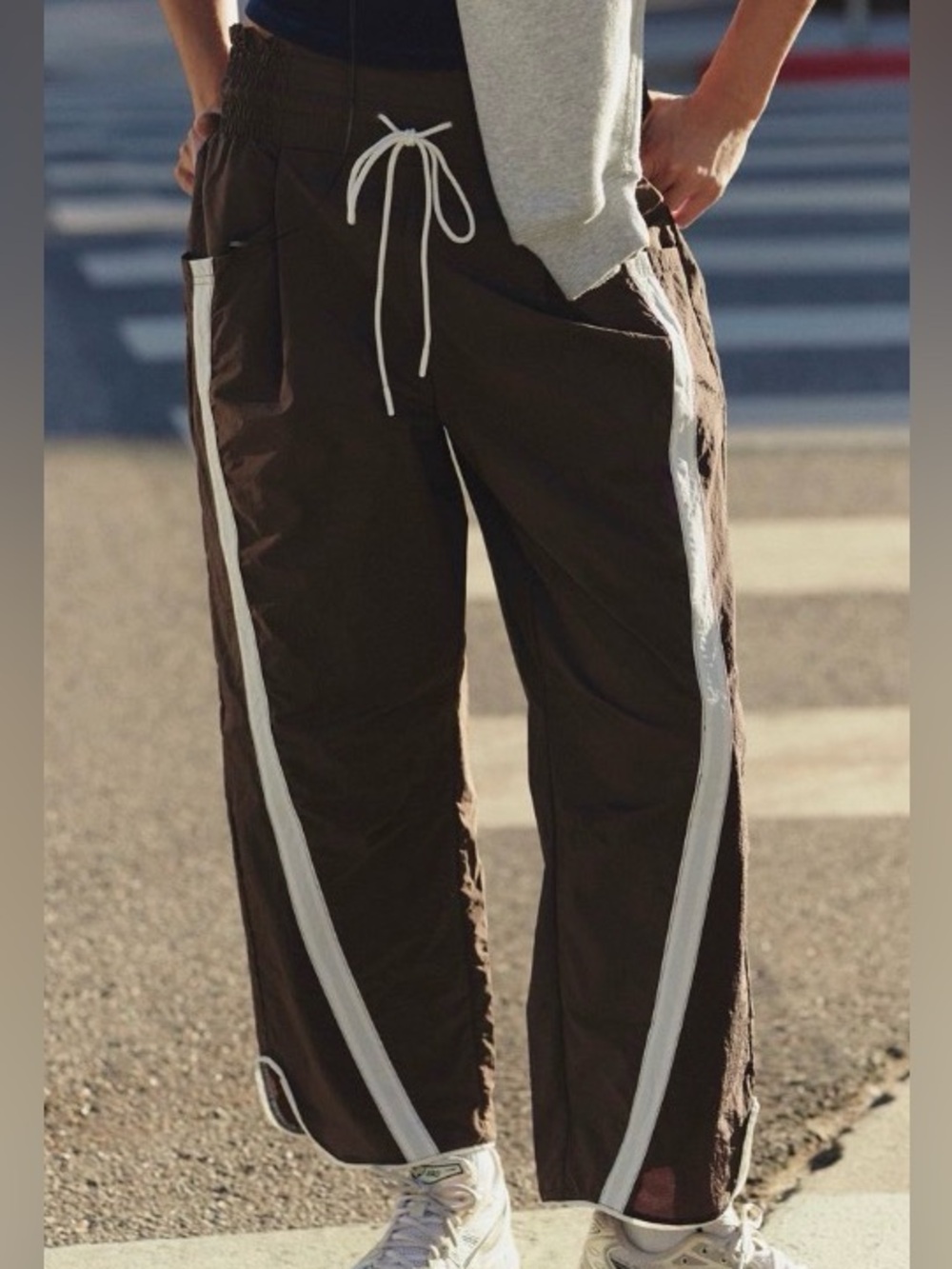 Relaxed Track Pants with Print Stripe Details